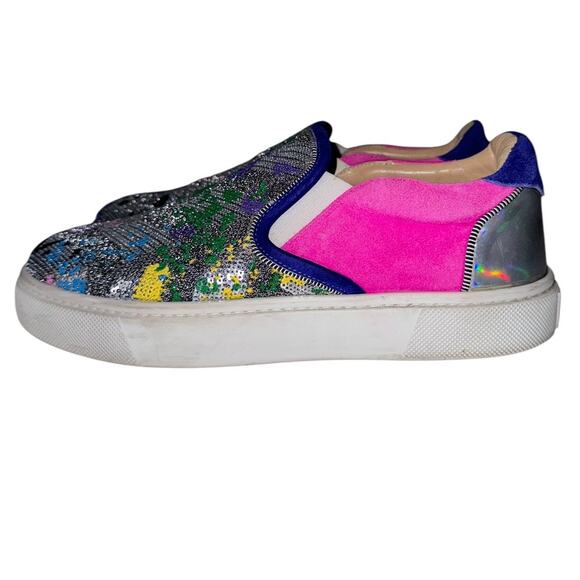 Christian Louboutin Masteral Tissima Suede Multicolor Fashion Sneaker Size 40.5 - Picture 7 of 16